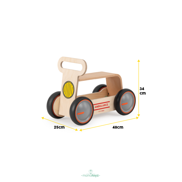 Driveme Wood Ambulans Yürüteç - Bin Sür - Oyuncak Deposu - 5