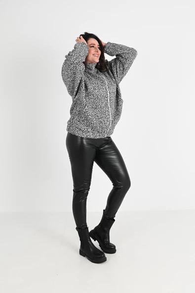 Kadın Buklet Bomber Ceket 1637-24 - Resim 8