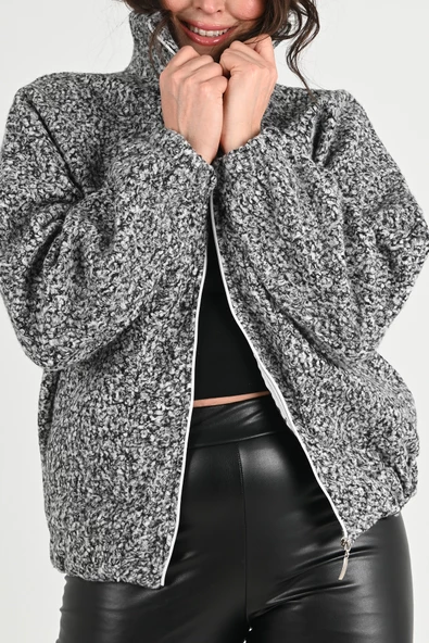 Kadın Buklet Bomber Ceket 1637-24 - Resim 11