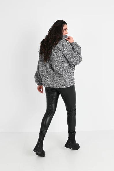 Kadın Buklet Bomber Ceket 1637-24 - Resim 9