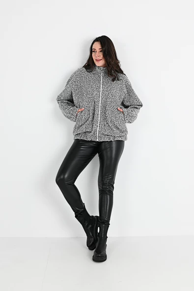 Kadın Buklet Bomber Ceket 1637-24 - Resim 7