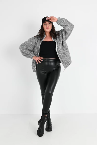 Kadın Buklet Bomber Ceket 1637-24 - Resim 2