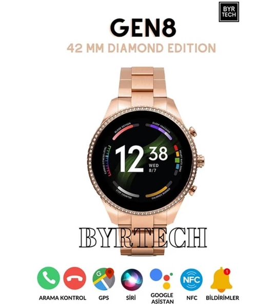 Megatech GEN 8 42 mm GPS-NFC-Siri Destekli Smartwatch Diamond Edition Akıllı Saat