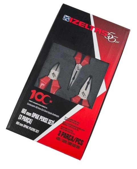 İZELTAŞ 160mm OPAK pense+yankeski+kargaburun 100.YIL SET - 5