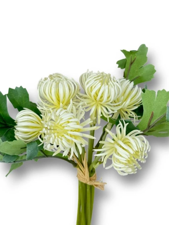 Nettenevime Yapay Çiçek Doğmamış Beyaz Krizantem Demeti 5 Dallı Gelin Çiçeği Ve Aranjman Aradal Çiçeği 24cm - 4