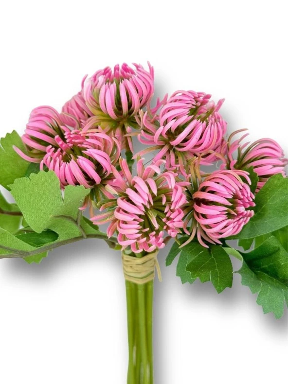 Nettenevime Yapay Çiçek Doğmamış Pembe Krizantem Demeti 5 Dallı Gelin Çiçeği Ve Aranjman Aradal Çiçeği 24cm