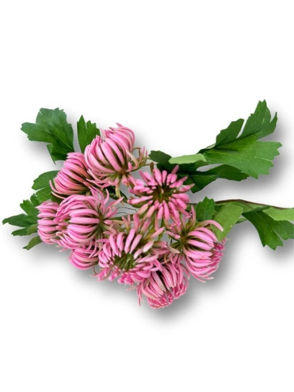 Nettenevime Yapay Çiçek Doğmamış Pembe Krizantem Demeti 5 Dallı Gelin Çiçeği Ve Aranjman Aradal Çiçeği 24cm - 4