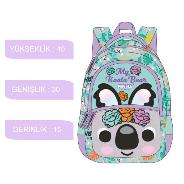 Muggle 3 Bölmeli Koala Okul Sırt Çantası MU-9102 - Resim 2
