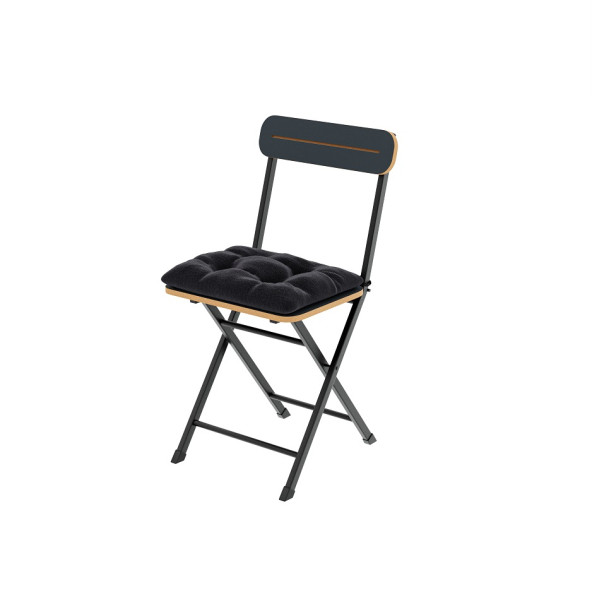 Eportatif Bistro Sandalye Katlanır Minderli Bahçe Sandalyesi Füme 1405