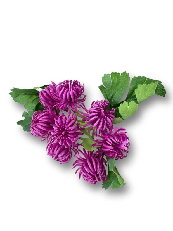 Nettenevime Yapay Çiçek Doğmamış Mor Krizantem Demeti 5 Dallı Gelin Çiçeği Ve Aranjman Aradal Çiçeği 24cm - 3