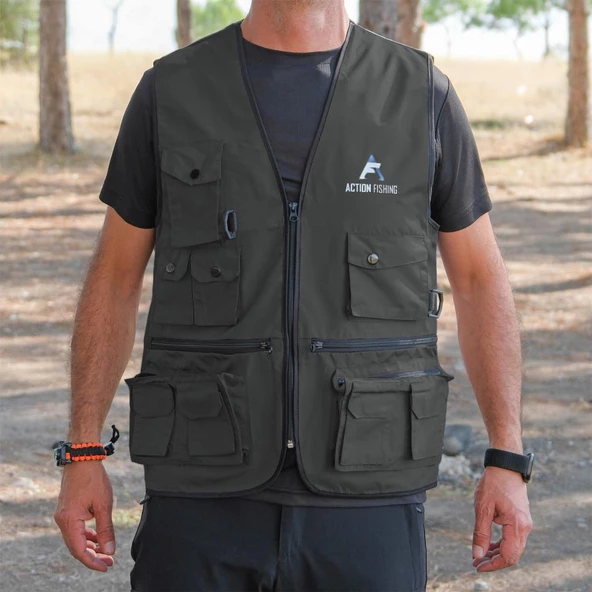 Action Dört Mevsim Çok Cepli Outdoor Spor Yelek Haki - 2