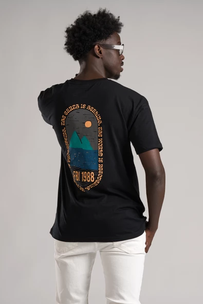 FBI Yarım Oversize (Hafif Bol Kesim) Arkası Baskılı Pamuklu T-shirt - 12