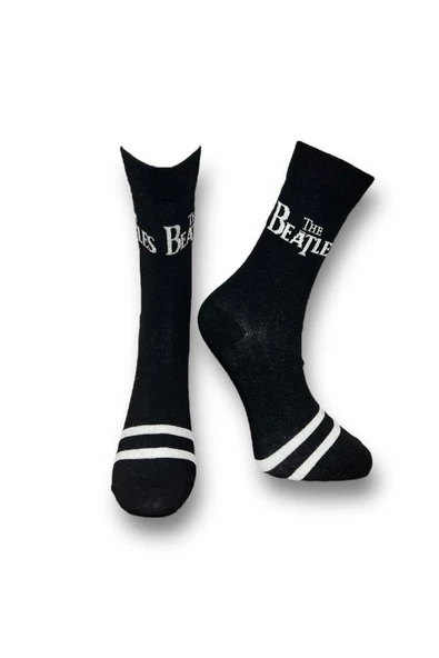 Me-vo Tekli Siyah Renkli Bay/Bayan Unisex Esnek Nem Alabilen Pamuklu Yazı İşlemeli Soket Çorap ürün görseli