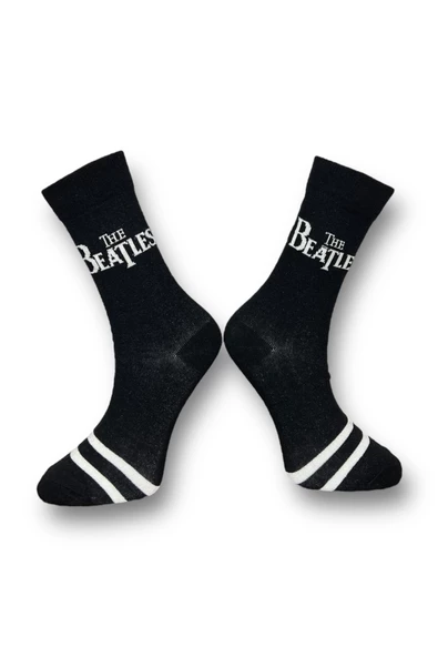 Me-vo Tekli Siyah Renkli Bay/Bayan Unisex Esnek Nem Alabilen Pamuklu Yazı İşlemeli Soket Çorap - Resim 2