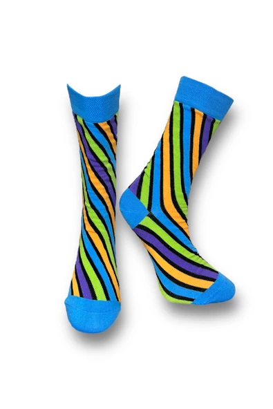 Me-vo Tekli Mavi Renkli Bay/Bayan Unisex Esnek Nem Alabilen Pamuklu Çizgili Soket Çorap ürün görseli