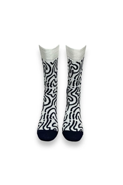 Me-vo Tekli Beyaz Renkli Erkek Esnek Nem Alabilen Pamuklu Soket Çorap - Resim 3