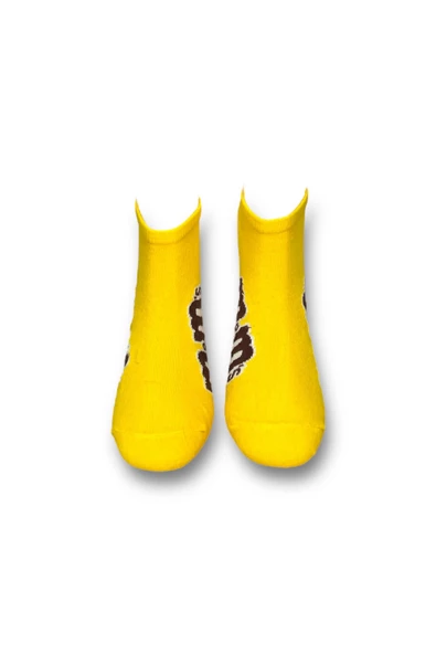 Me-vo Tekli Sarı Renkli Bay/Bayan Unisex Esnek Nem Alabilen Pamuklu Çikolata Desenli Patik Çorap - Resim 3