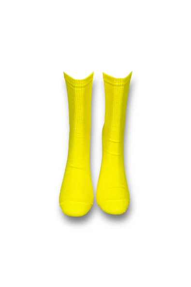 Me-vo Tekli Sarı Renkli Bay/Bayan Unisex Esnek Nem Alabilen Pamuklu Fitilli Soket Çorap - Resim 3