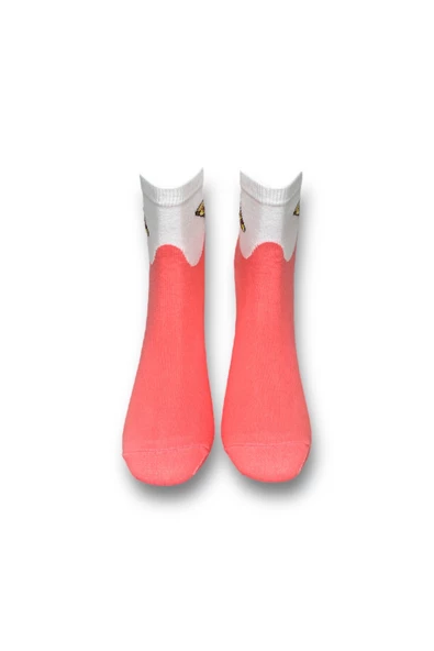 Me-vo Tekli Pudra Renkli Bay/Bayan Unisex Esnek Nem Alabilen Pamuklu Pizza Desenli Soket Çorap - Resim 3