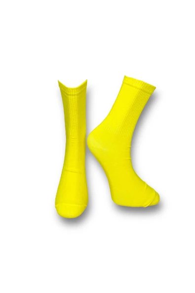 Me-vo Tekli Sarı Renkli Bay/Bayan Unisex Esnek Nem Alabilen Pamuklu Fitilli Soket Çorap ürün görseli