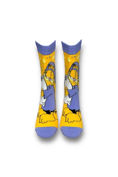 Me-vo Tekli Turuncu Renkli Bay/Bayan Unisex Esnek Nem Alabilen Pamuklu Çizgi Film Karakterli Soket Çorap ürün görseli