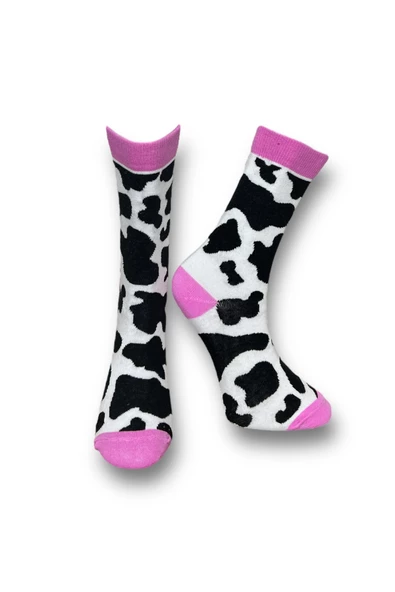 Me-vo  2'li Çok Renkli Bay/Bayan Unisex Esnek Nem Alabilen Pamuklu Hayvan Desenli Soket Çoraplar - Resim 2