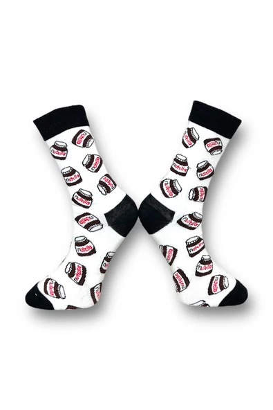 Me-vo  3'lü Çok Renkli Bay/Bayan Unisex Esnek Nem Alabilen Pamuklu Çikolata Desenli Soket Çoraplar - Resim 5