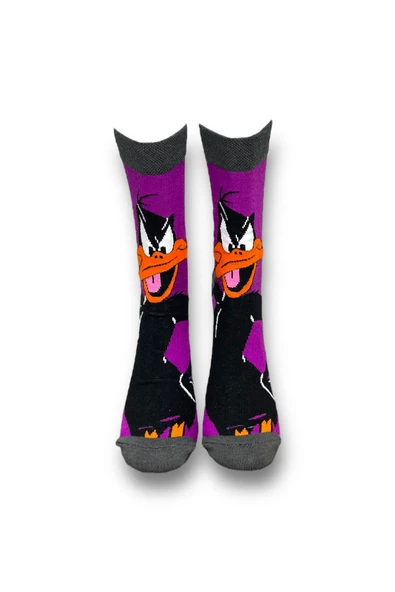 Me-vo Tekli Mor Renkli Bay/Bayan Unisex Esnek Nem Alabilen Pamuklu Çizgi Film Karakterli Soket Çorap ürün görseli