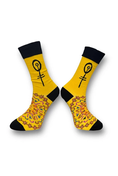 Me-vo  2'li Çok Renkli Bay/Bayan Unisex Esnek Nem Alabilen Pamuklu Desenli Soket  Çoraplar - Resim 5