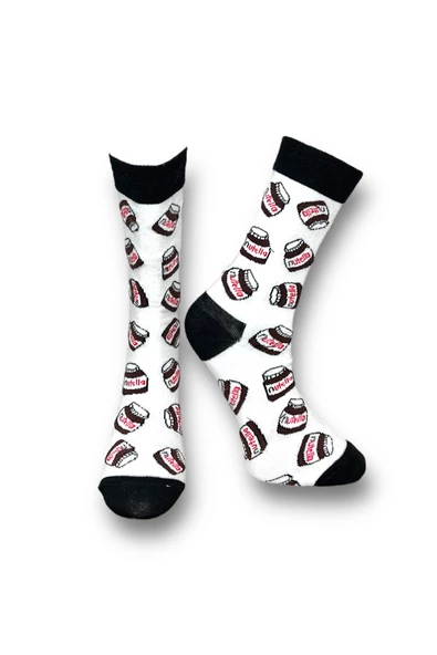 Me-vo  3'lü Çok Renkli Bay/Bayan Unisex Esnek Nem Alabilen Pamuklu Çikolata Desenli Soket Çoraplar - Resim 4