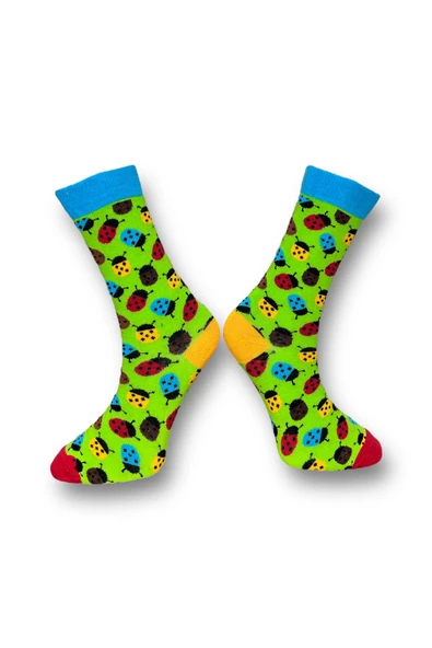 Me-vo  2'li Çok Renkli Bay/Bayan Unisex Esnek Nem Alabilen Pamuklu Hayvan Desenli Soket Çoraplar - Resim 5