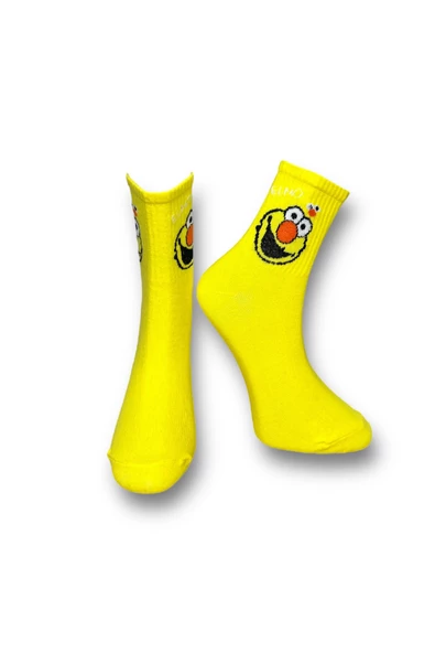 Me-vo  3'lü Çok Renkli Bay/Bayan Unisex Esnek Nem Alabilen Pamuklu Çizgi Film Karakterli Soket Çoraplar - Resim 4