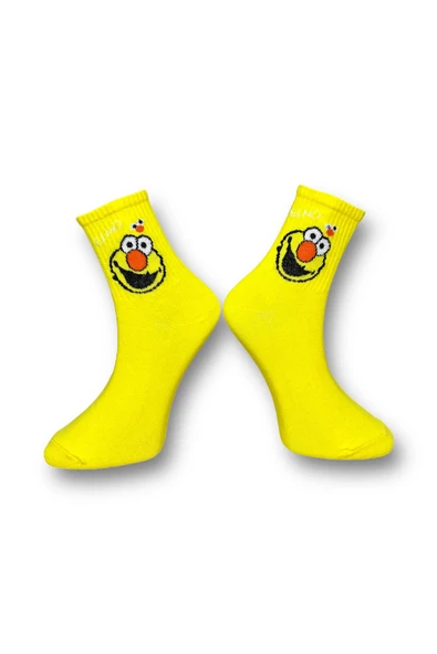 Me-vo  3'lü Çok Renkli Bay/Bayan Unisex Esnek Nem Alabilen Pamuklu Çizgi Film Karakterli Soket Çoraplar - Resim 5