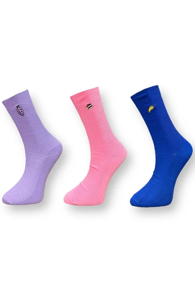 Me-vo  3'lü Çok Renkli Bay/Bayan Unisex Esnek Nem Alabilen Pamuklu Desenli Soket Çoraplar ürün görseli