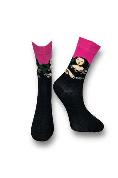 Me-vo  3'lü Çok Renkli Bay/Bayan Unisex Esnek Nem Alabilen Pamuklu Sanatsal Soket Çoraplar - Resim 2