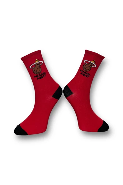 Me-vo  2'li Çok Renkli Bay/Bayan Unisex Esnek Nem Alabilen Pamuklu Baketbol Desenli Soket Çoraplar - Resim 3