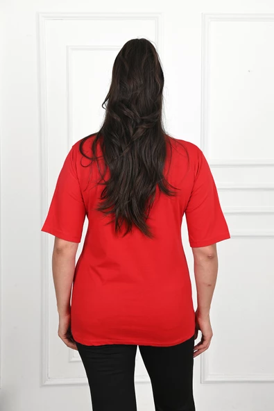 Kadın Büyük Beden Free Spirit Baskılı T-Shirt 1576-23 - 9