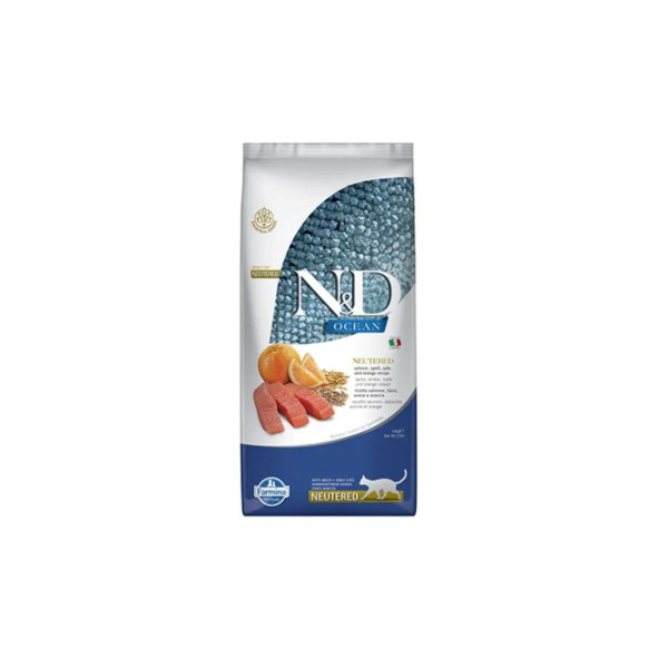 N & D Ocean Somonlu Ve Portakallı Ata Tahıllı Kısırlaştırılmış Kedi Maması 10 Kg