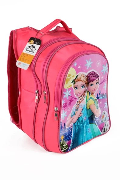 Lugmo Ortaokul İlkokul Çantası ve Beslenme Çantası 3 Cepli Pedli İkili Prenses Pembe - 2