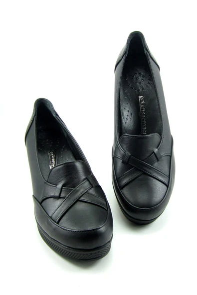 Erkan Saçmacı Shay Siyah Hakiki Dana Derisi Çapraz Bant Detaylı Dolgu Topuklu Günlük Ayakkabı - Resim 4