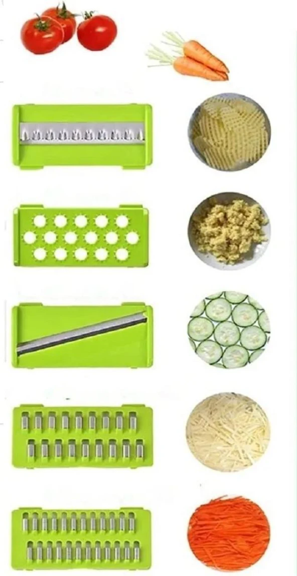 GEFNO Hazneli Sebze Meyve Dilimleyici, Doğrayıcı, Kesici Çok Fonksiyonlu Rendeleme Seti - 4
