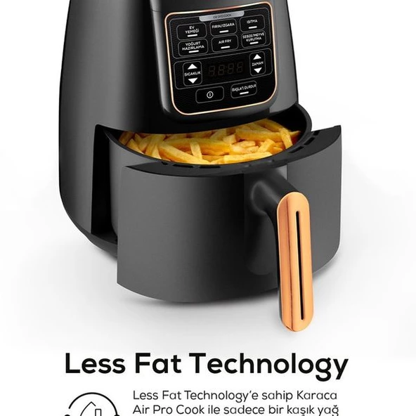 Karaca Air Pro Cook XL 2in1 Airfryer 4 lt Konuşan Yağsız Black Copper Fritöz - 7