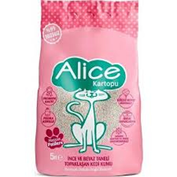 Alice İnce ve Beyaz Taneli Topaklaşan Kedi Kumu 5 Kg