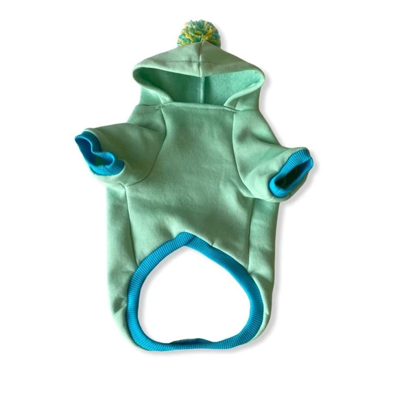Su Yeşili Kelebek Kapşonlu Sweat by Kemique Köpek Kazağı - 7