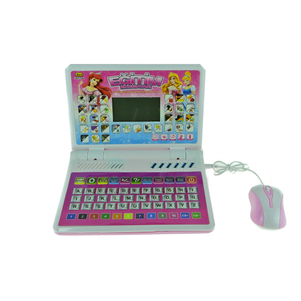 Oyuncak Laptop Eğitici Bilgisayarı Türkçe İngilizce Eğitici pembe