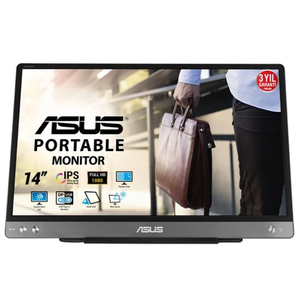 ASUS 14" IPS MB14AC 5MS 60Hz TYPE-C EV Ofis Tipi Monitör (1920 X 1080)