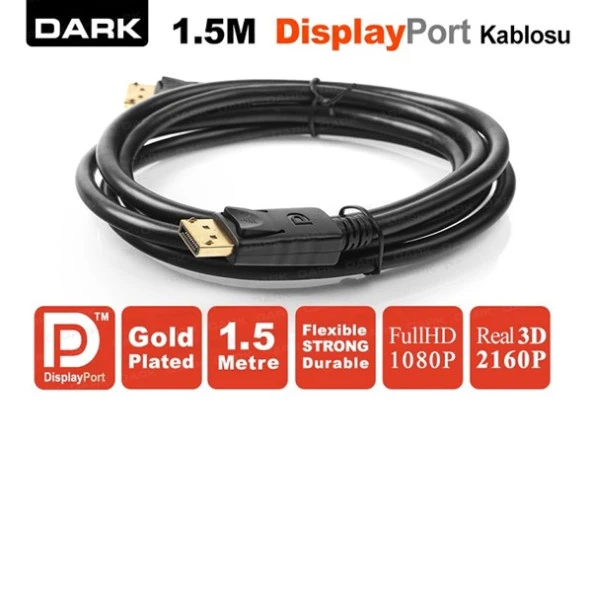 DARK DK-CB-DPL150 1.5metre Display Görüntü Kablosu Siyah ürün görseli 1