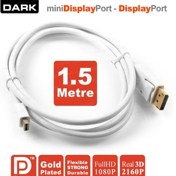 DARK DK-CB-DPXMDPL150 1.5metre mDP-DP Görüntü Kablosu ürün görseli 1