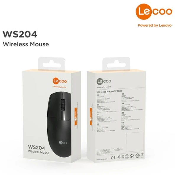 LENOVO LECOO WS204 Kablosuz 1200dpi Optic Siyah Mouse - 10