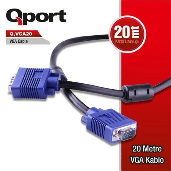 QPORT Q-VGA20 20metre VGA Görüntü Kablosu ürün görseli 1